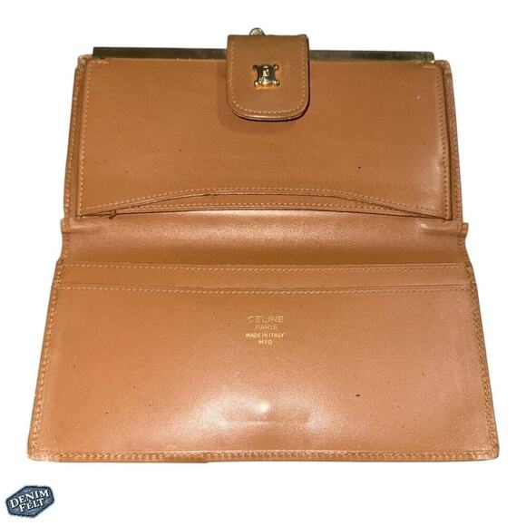Celine Beige/Tan Macadam Triomphe Canvas/Leather Bifold Long Wallet Vintage - Picture 7 of 13